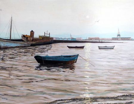 ANOCHECER EN EL PUERTO DE MARÍN 50x65 cm