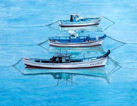BARCOS Y REFLEJOS (60x73 cm.)